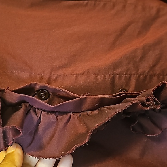 New York & Company Women's Stretch Ruffle Front‎ Long-Sleeves Top Sz XL Burgundy - Picture 4 of 11